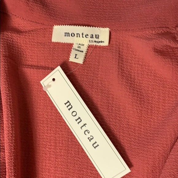 NWT Monteau Button Down Blouse, Salmon L, XL - Picture 5 of 6